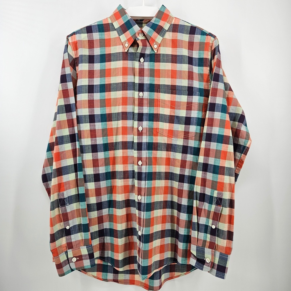 Jack Spade Bleecker Street Mens Orange Plaid Cotton Button Down Shirt Size M - Picture 2 of 7